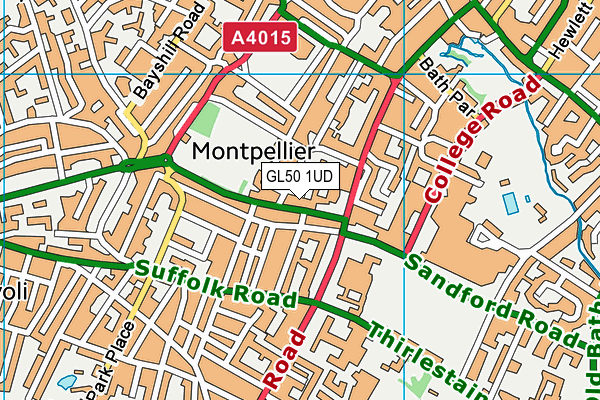 GL50 1UD map - OS VectorMap District (Ordnance Survey)