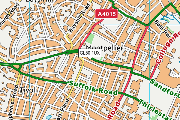 Montpellier Gardens map (GL50 1UX) - OS VectorMap District (Ordnance Survey)