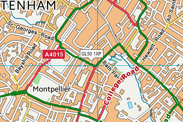 GL50 1XP map - OS VectorMap District (Ordnance Survey)