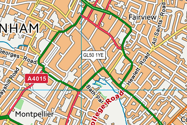 GL50 1YE map - OS VectorMap District (Ordnance Survey)