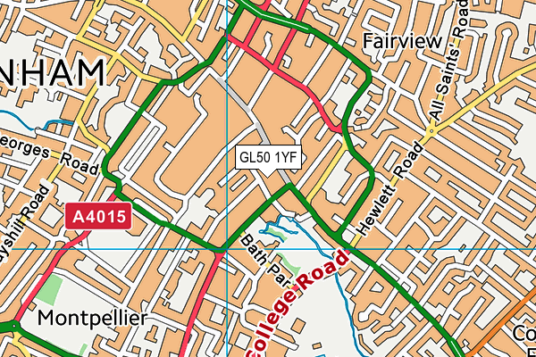 GL50 1YF map - OS VectorMap District (Ordnance Survey)