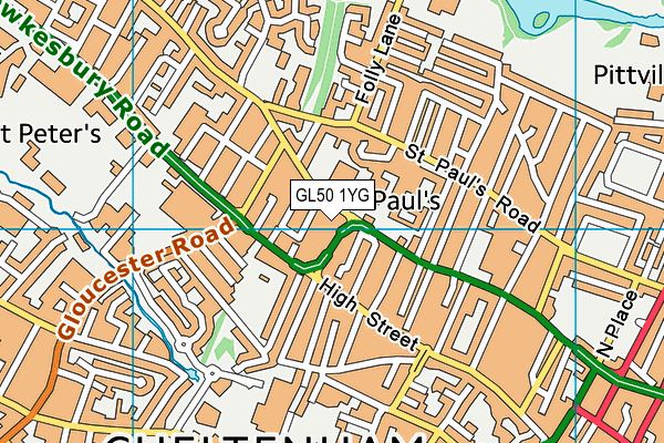 GL50 1YG map - OS VectorMap District (Ordnance Survey)