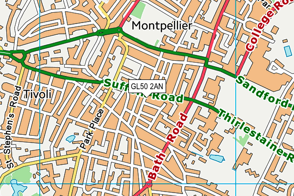 GL50 2AN map - OS VectorMap District (Ordnance Survey)