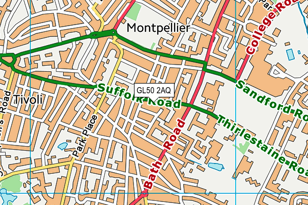 GL50 2AQ map - OS VectorMap District (Ordnance Survey)