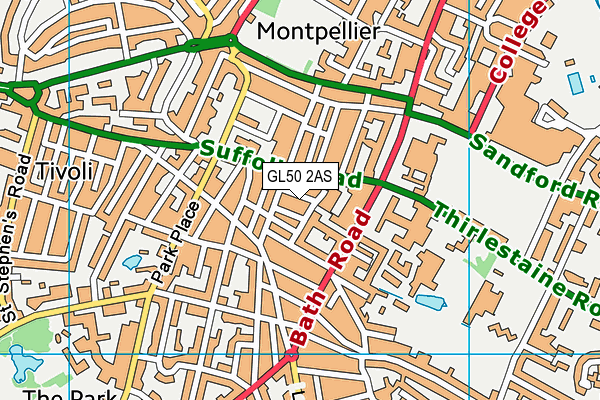 GL50 2AS map - OS VectorMap District (Ordnance Survey)