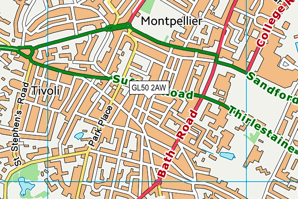 GL50 2AW map - OS VectorMap District (Ordnance Survey)