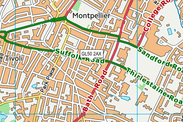 GL50 2AX map - OS VectorMap District (Ordnance Survey)