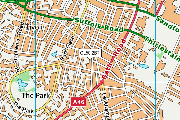 GL50 2BT map - OS VectorMap District (Ordnance Survey)