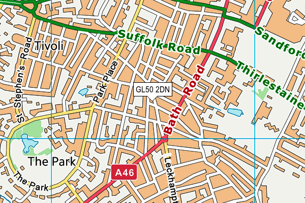 GL50 2DN map - OS VectorMap District (Ordnance Survey)