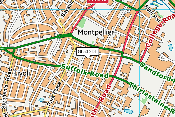 GL50 2DT map - OS VectorMap District (Ordnance Survey)