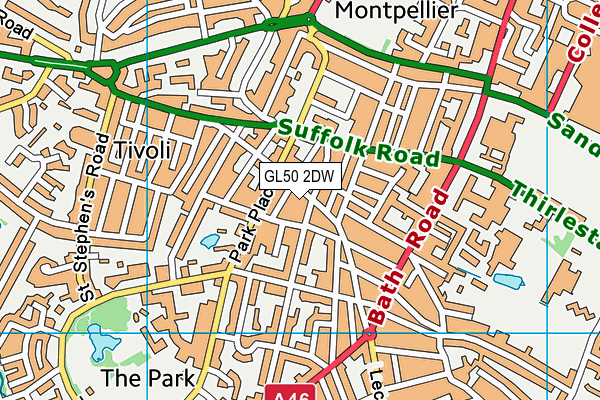 GL50 2DW map - OS VectorMap District (Ordnance Survey)