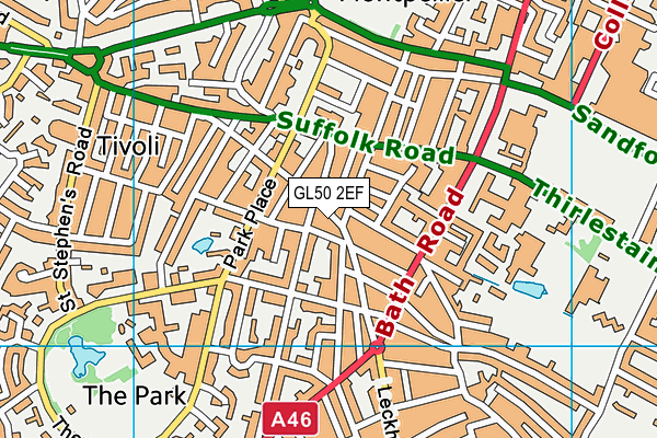 GL50 2EF map - OS VectorMap District (Ordnance Survey)