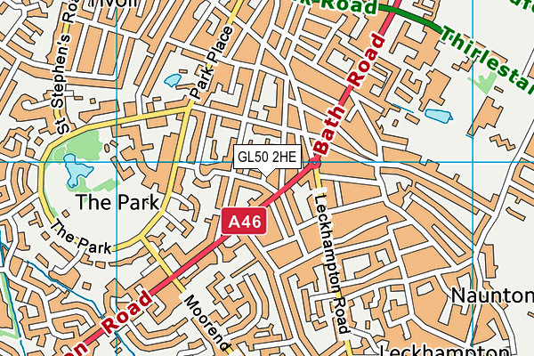 GL50 2HE map - OS VectorMap District (Ordnance Survey)