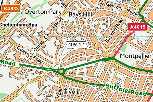 GL50 2LF map - OS VectorMap District (Ordnance Survey)