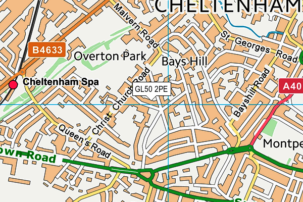 GL50 2PE map - OS VectorMap District (Ordnance Survey)