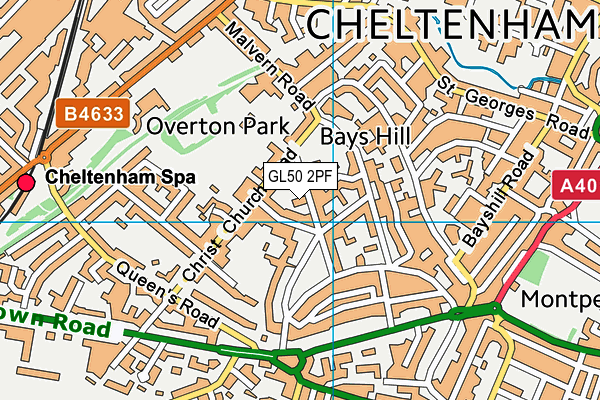 GL50 2PF map - OS VectorMap District (Ordnance Survey)