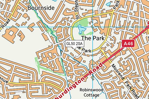 GL50 2SA map - OS VectorMap District (Ordnance Survey)