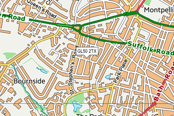 GL50 2TX map - OS VectorMap District (Ordnance Survey)