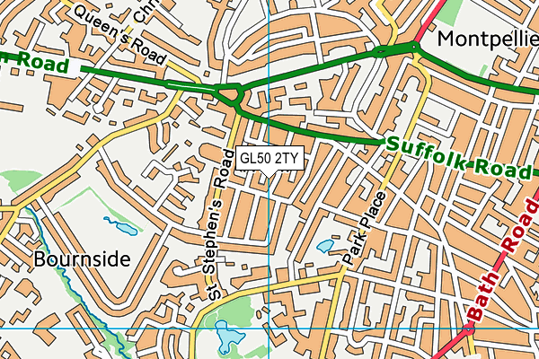 GL50 2TY map - OS VectorMap District (Ordnance Survey)