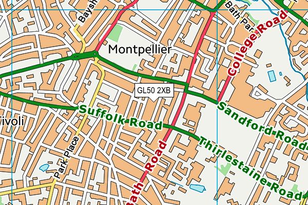 GL50 2XB map - OS VectorMap District (Ordnance Survey)