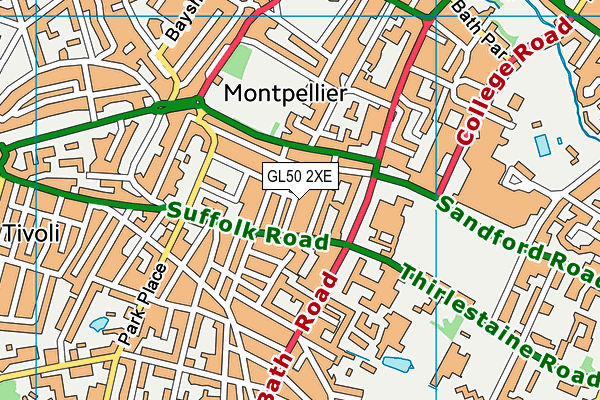 GL50 2XE map - OS VectorMap District (Ordnance Survey)