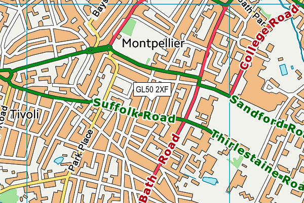 GL50 2XF map - OS VectorMap District (Ordnance Survey)