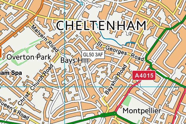 GL50 3AF map - OS VectorMap District (Ordnance Survey)