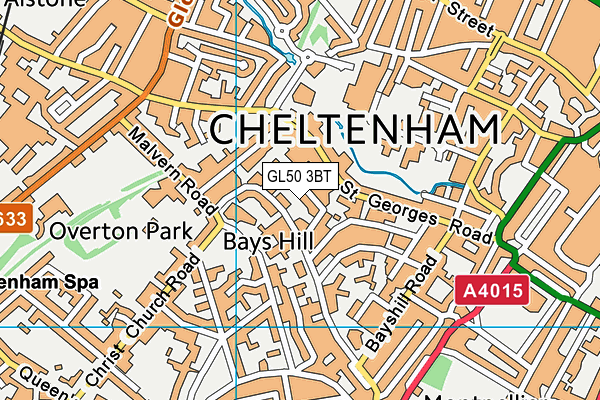 GL50 3BT map - OS VectorMap District (Ordnance Survey)