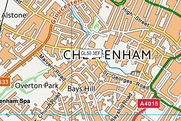 GL50 3EF map - OS VectorMap District (Ordnance Survey)