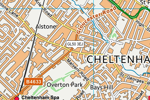 GL50 3EJ map - OS VectorMap District (Ordnance Survey)