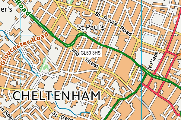 GL50 3HS map - OS VectorMap District (Ordnance Survey)