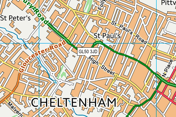 GL50 3JD map - OS VectorMap District (Ordnance Survey)