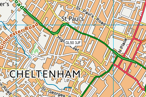 GL50 3JF map - OS VectorMap District (Ordnance Survey)