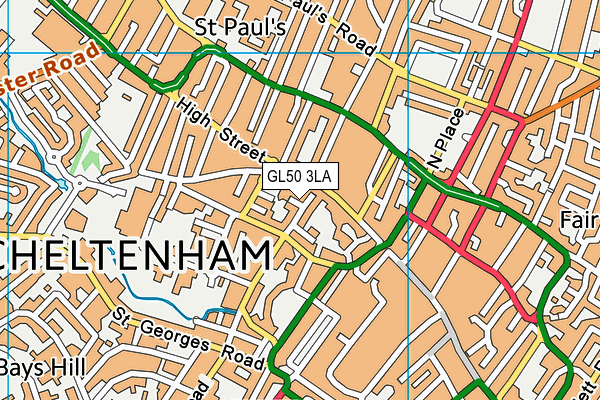 GL50 3LA map - OS VectorMap District (Ordnance Survey)