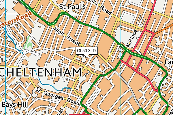 GL50 3LD map - OS VectorMap District (Ordnance Survey)