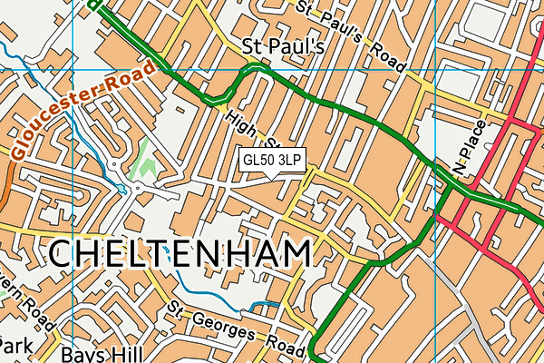 GL50 3LP map - OS VectorMap District (Ordnance Survey)