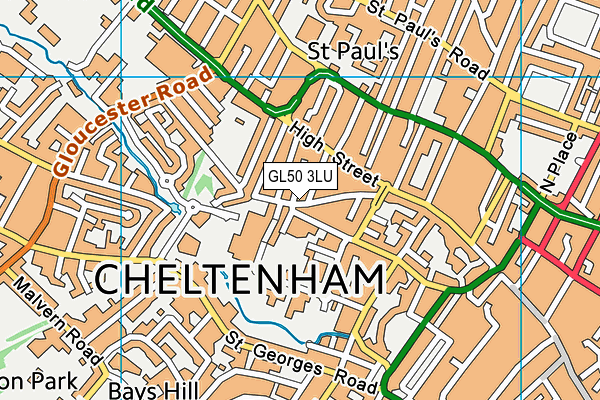 GL50 3LU map - OS VectorMap District (Ordnance Survey)