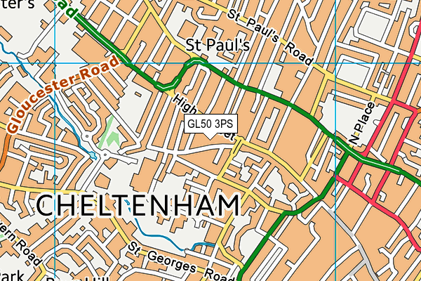 GL50 3PS map - OS VectorMap District (Ordnance Survey)