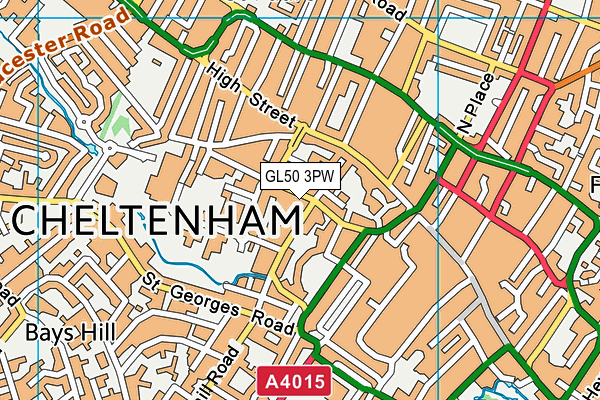 GL50 3PW map - OS VectorMap District (Ordnance Survey)