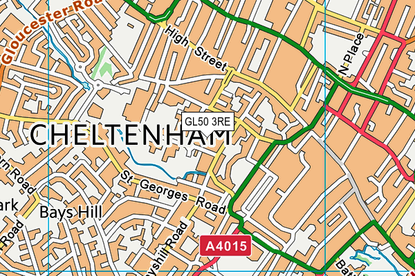 GL50 3RE map - OS VectorMap District (Ordnance Survey)