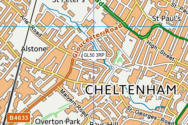 GL50 3RP map - OS VectorMap District (Ordnance Survey)