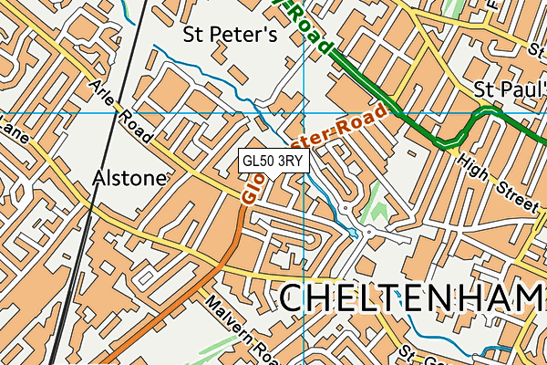 GL50 3RY map - OS VectorMap District (Ordnance Survey)