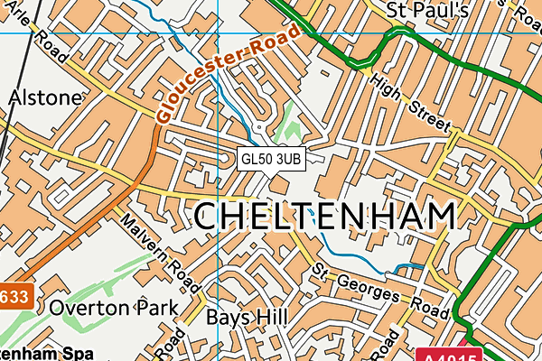 GL50 3UB map - OS VectorMap District (Ordnance Survey)