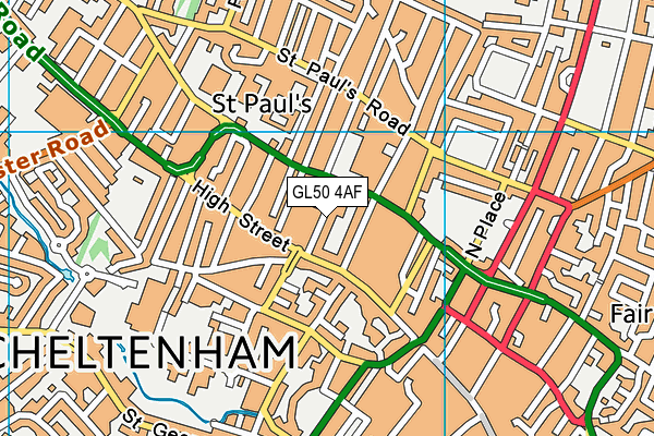 GL50 4AF map - OS VectorMap District (Ordnance Survey)