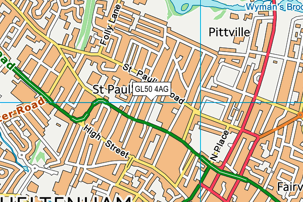 GL50 4AG map - OS VectorMap District (Ordnance Survey)