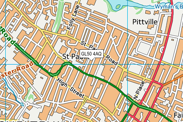 GL50 4AQ map - OS VectorMap District (Ordnance Survey)