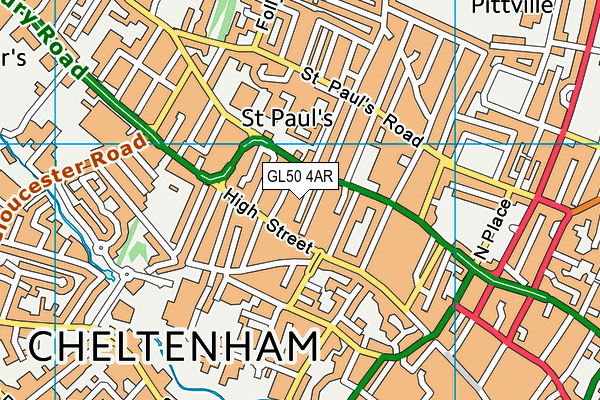 GL50 4AR map - OS VectorMap District (Ordnance Survey)