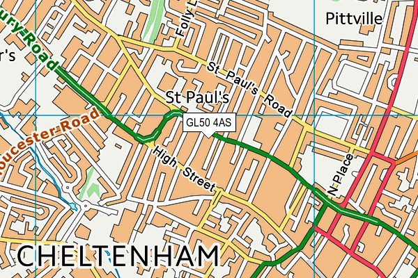 GL50 4AS map - OS VectorMap District (Ordnance Survey)