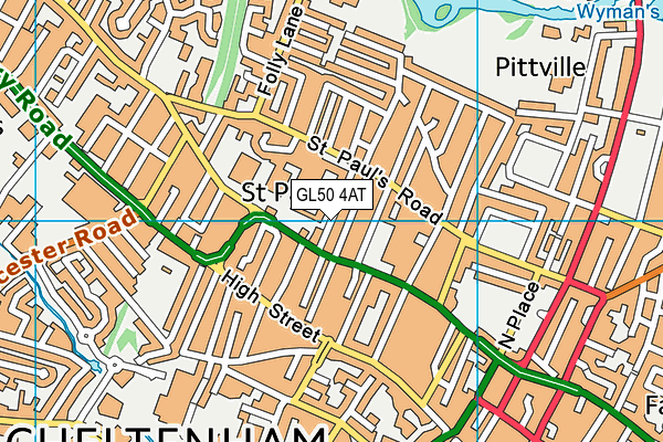 GL50 4AT map - OS VectorMap District (Ordnance Survey)