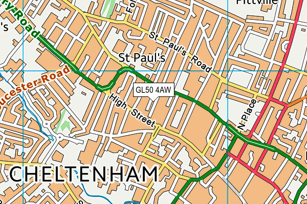 GL50 4AW map - OS VectorMap District (Ordnance Survey)